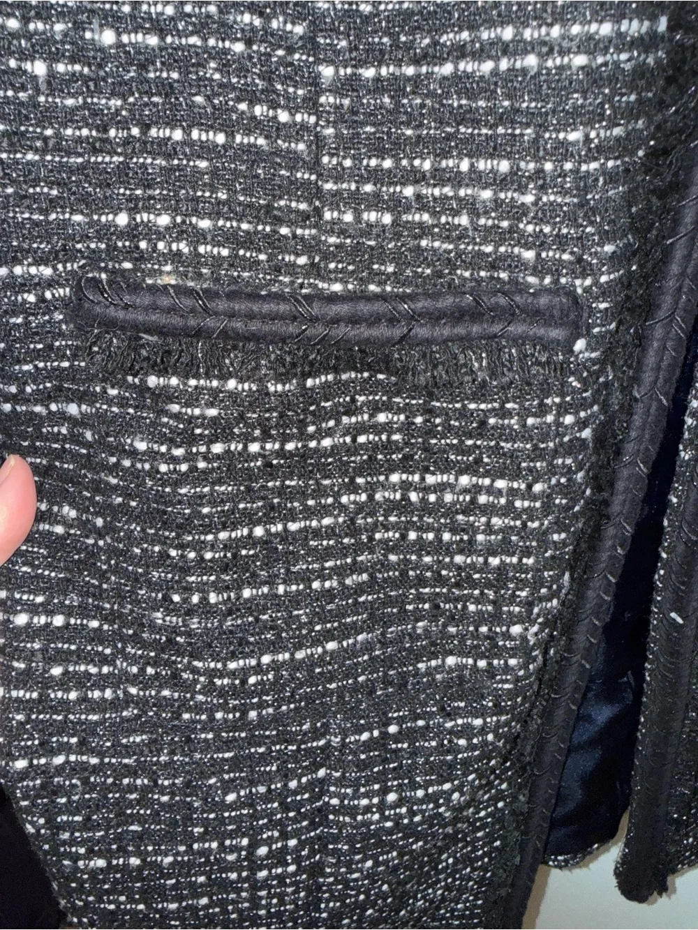J. Crew Black Tweed Collarless Pea Coat